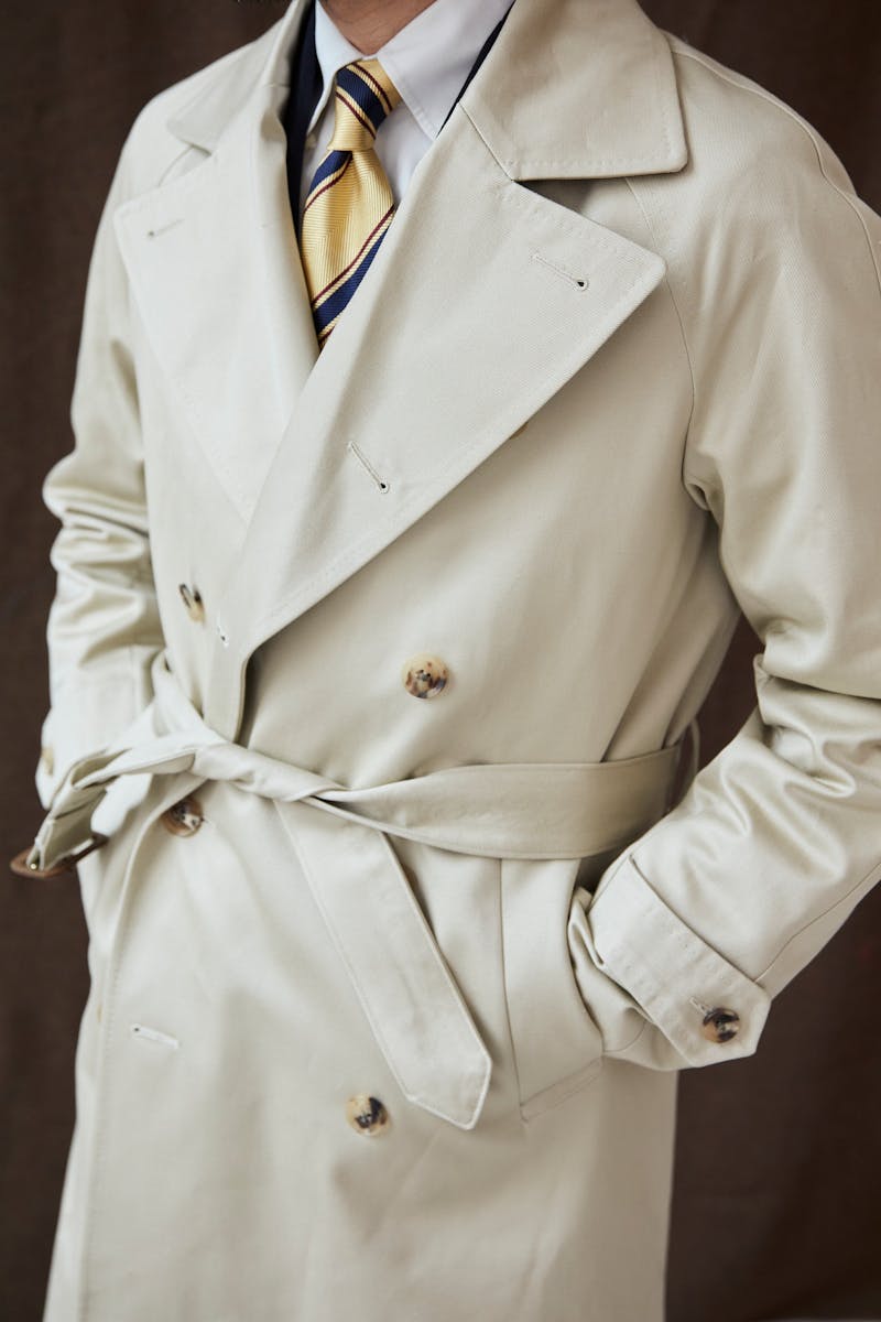 Ring Jacket RJCO-10 Beige Waxed Cotton Double Breasted Raglan Overcoat