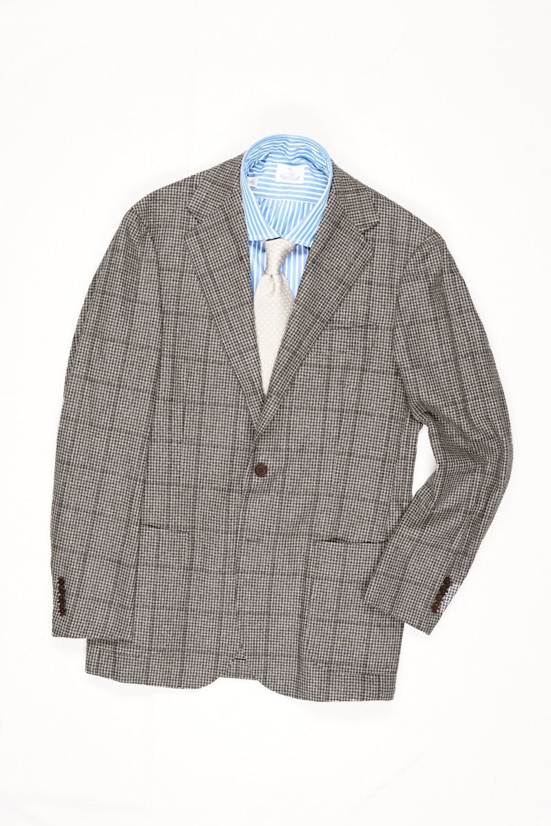 Ring Jacket Brown Houndstooth Wool Sport Coat