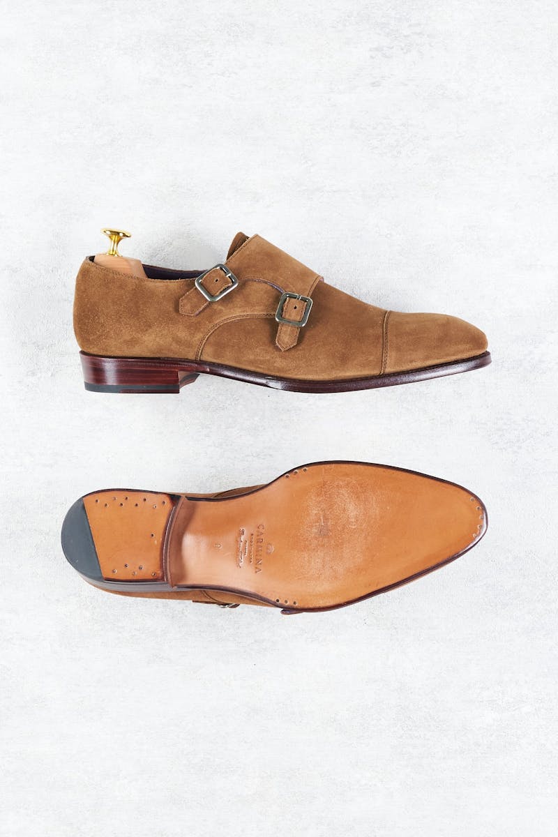 Carmina Inca 80250 Snuff Suede Captoe Double Monk Shoes