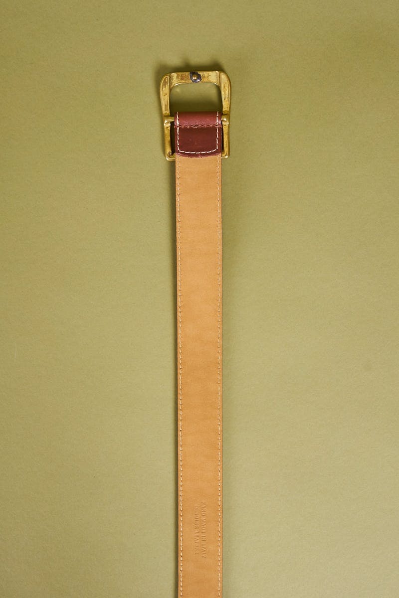 Simonnot Godard 58081 Light Brown Brass Buckle Belt