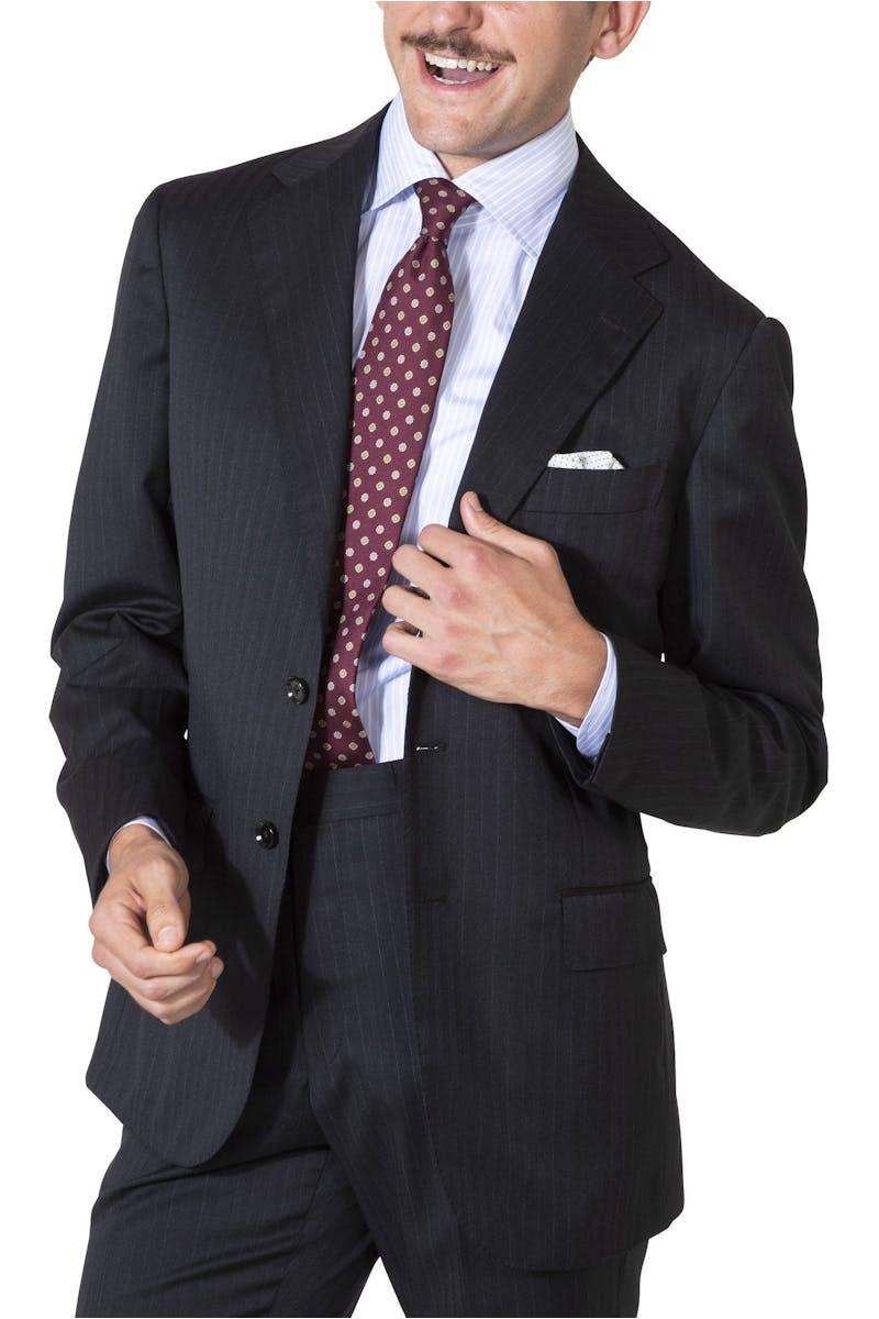 The Armoury by Ring Jacket Model 3A Charcoal Wool Fine Stripe Suit