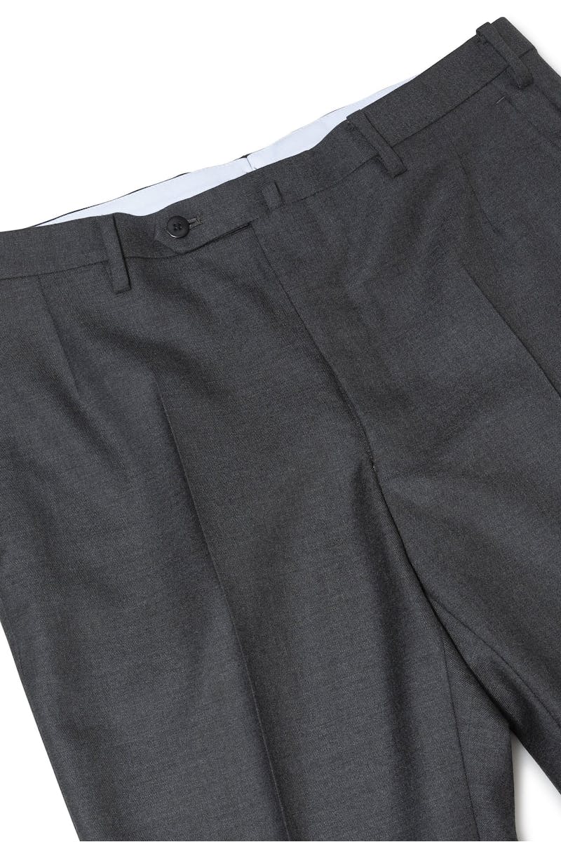 The Armoury by Osaku Mid-Grey Wool Serge Flat-Front AO Trousers