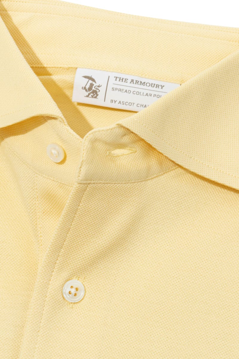 The Armoury by Ascot Chang Yellow Cotton Long Sleeve Spread Collar Polo
