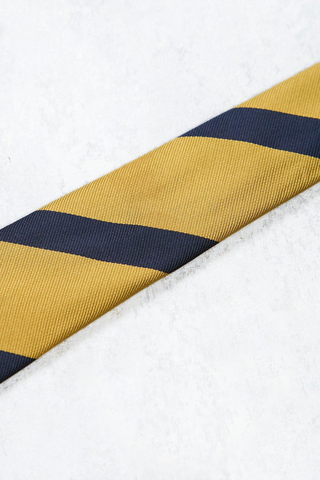 Seven Fold 30303 Gold with Navy Stripe Silk Seven-fold Tie