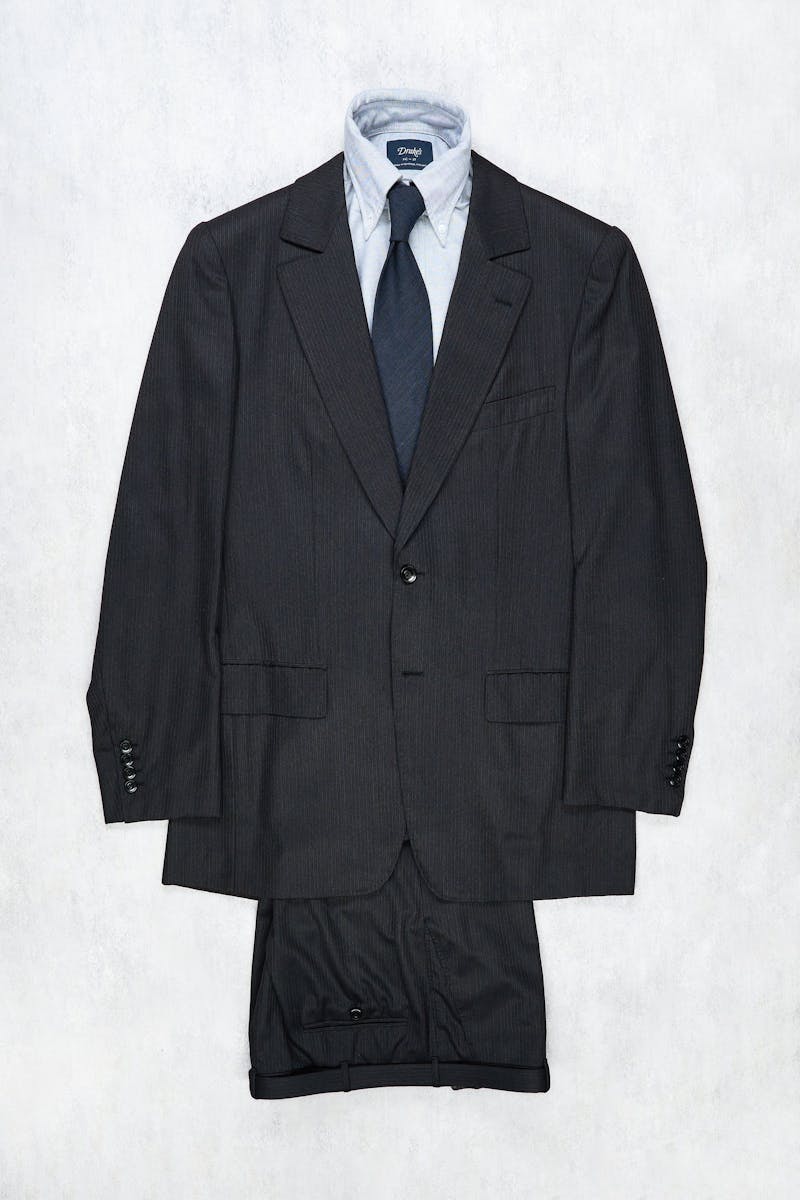 Francesco Smalto Charcoal Wool Stripe Suit Bespoke