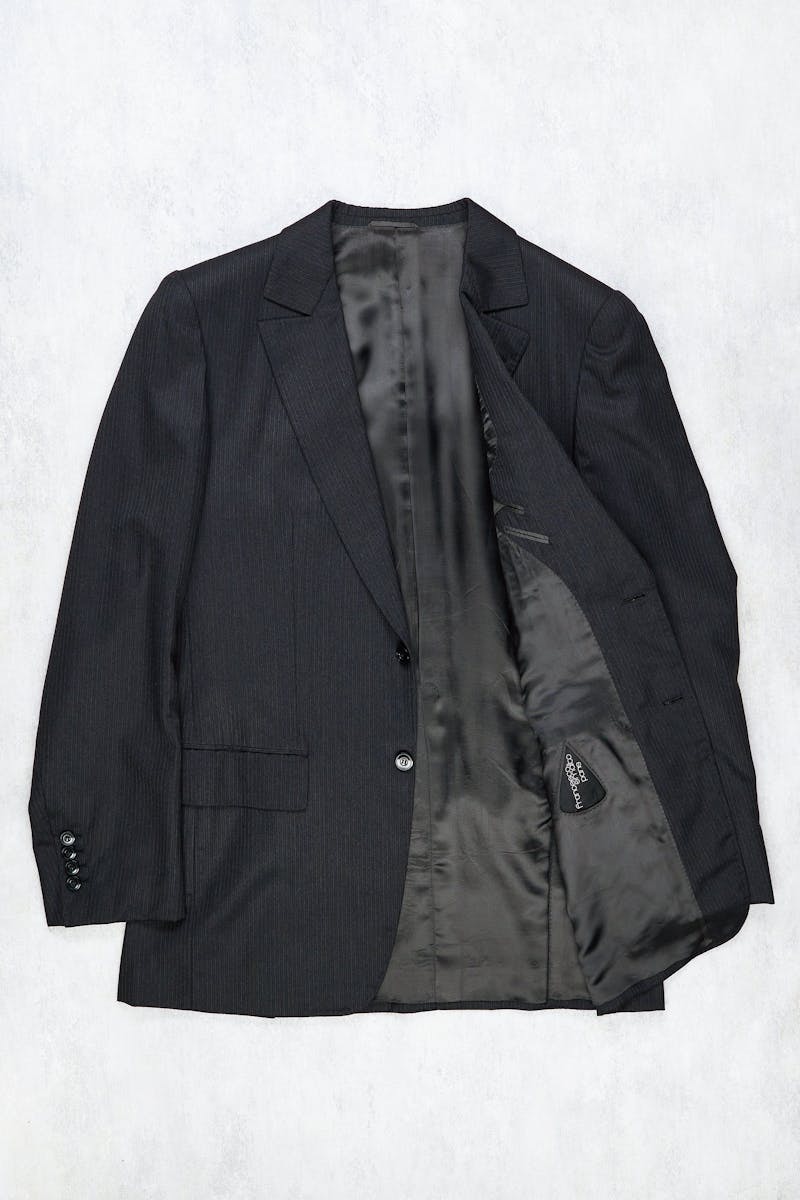 Francesco Smalto Charcoal Wool Stripe Suit Bespoke