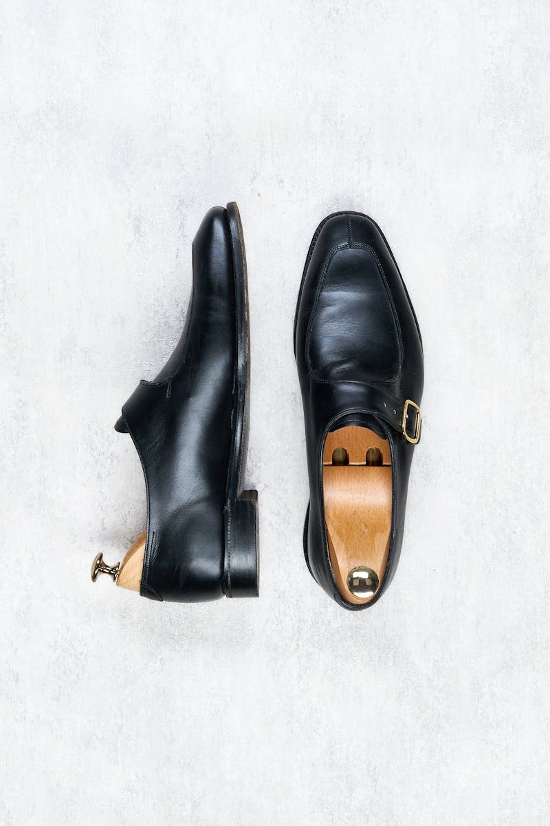 The Armoury Black Calf Simon Single Monk Shoes