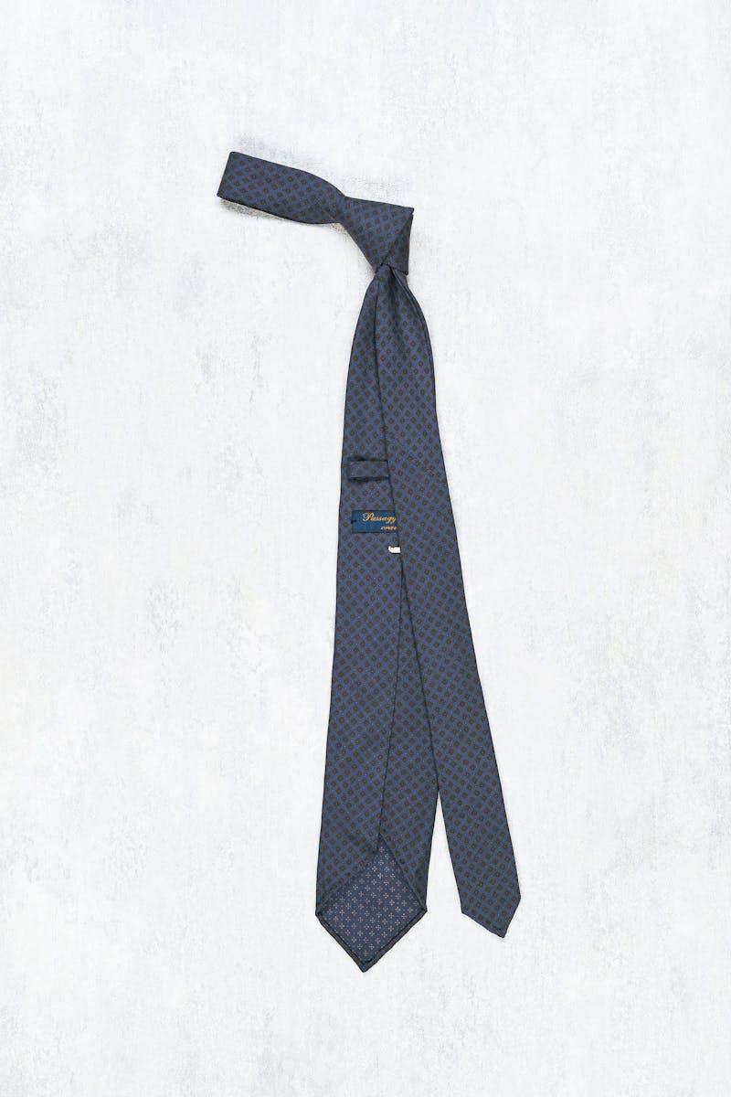 Passaggio Cravatte Purple with Brown Flower Pattern Silk Tie