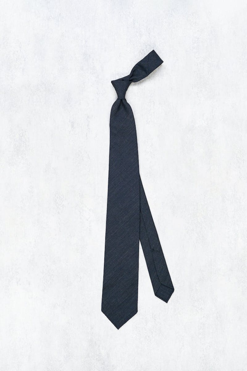 Shibumi Dark Navy Check Wool Tie