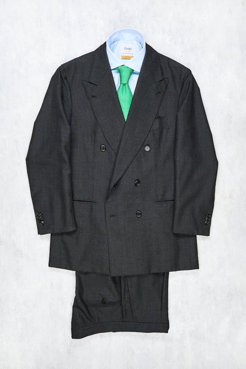 Orazio Luciano Dark Grey Wool DB Suit