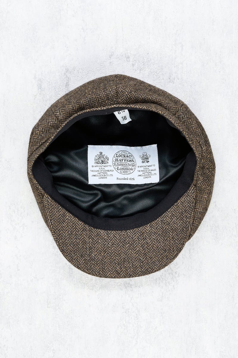 Lock & Co Brown Herringbone Wool Tremelo Cap