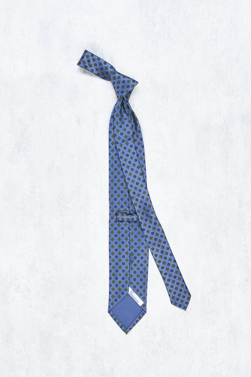 Petronius Blue/Green/Orange Flower Silk 3-Fold Tie