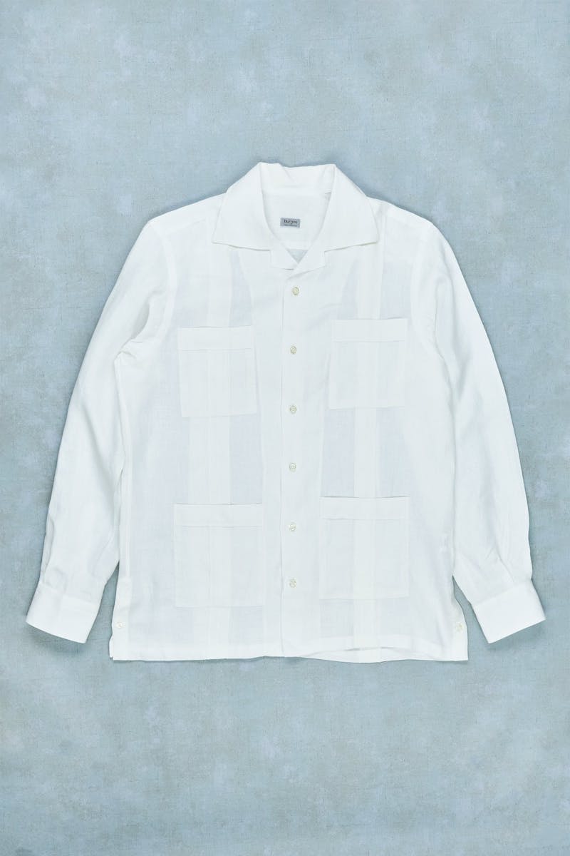 Camiseria Burgos White Guayabera Linen Shirt Jacket