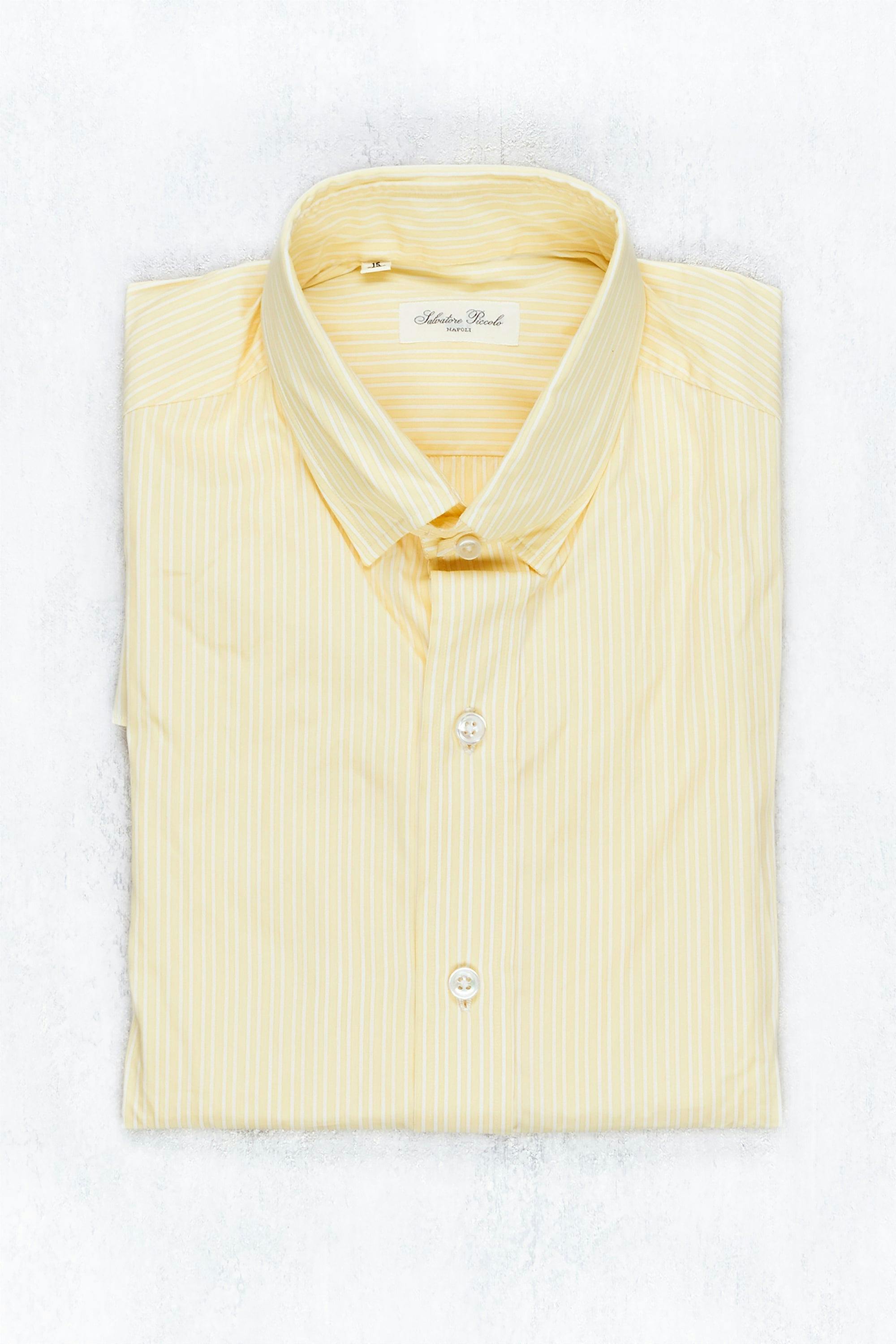 Salvatore Piccolo Yellow/White Stripe Cotton Spread Collar Shirt – Drop 93