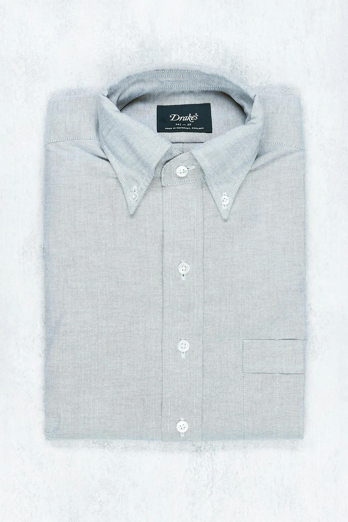 Drake's Grey Cotton Button-down Shirt