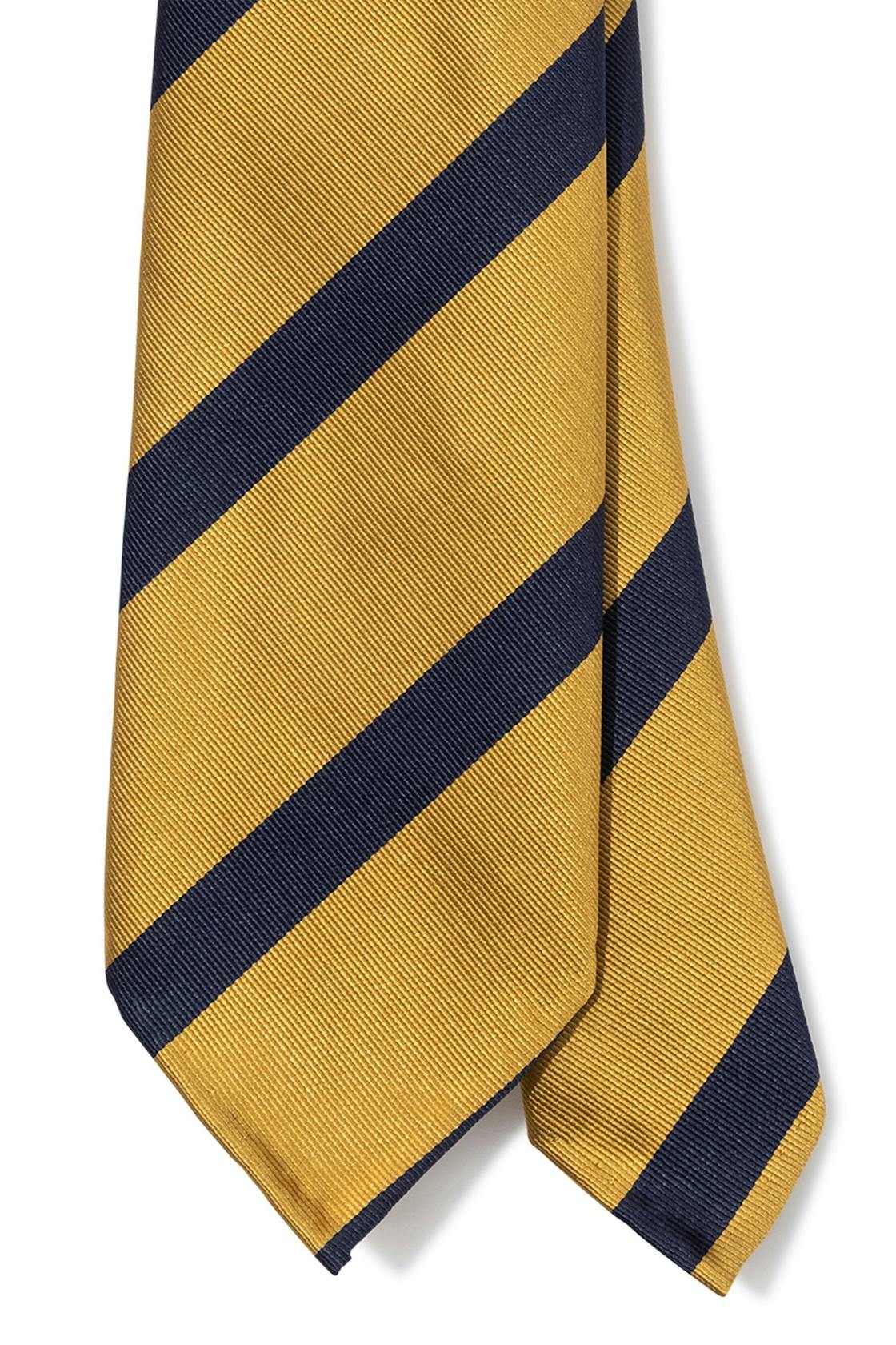 Seven Fold 30303 Gold with Navy Stripe Silk Seven-fold Tie