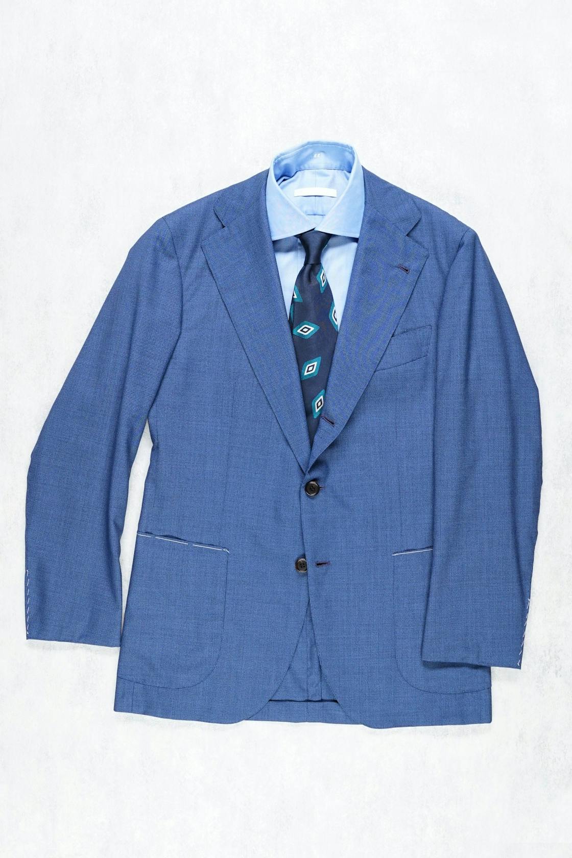 Orazio Luciano Blue Wool Houndstooth Sport Coat