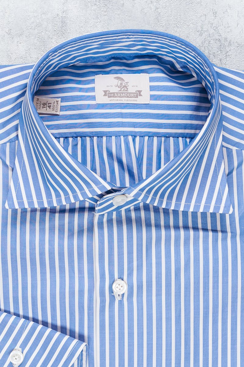 The Armoury Blue with White Butcher Stripe Carlo Riva Cotton Shirt