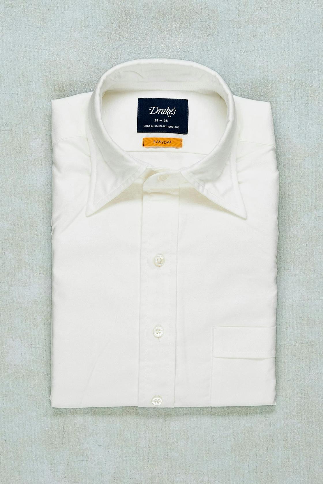 Drake's White Oxford Easyday Regular Fit Shirt