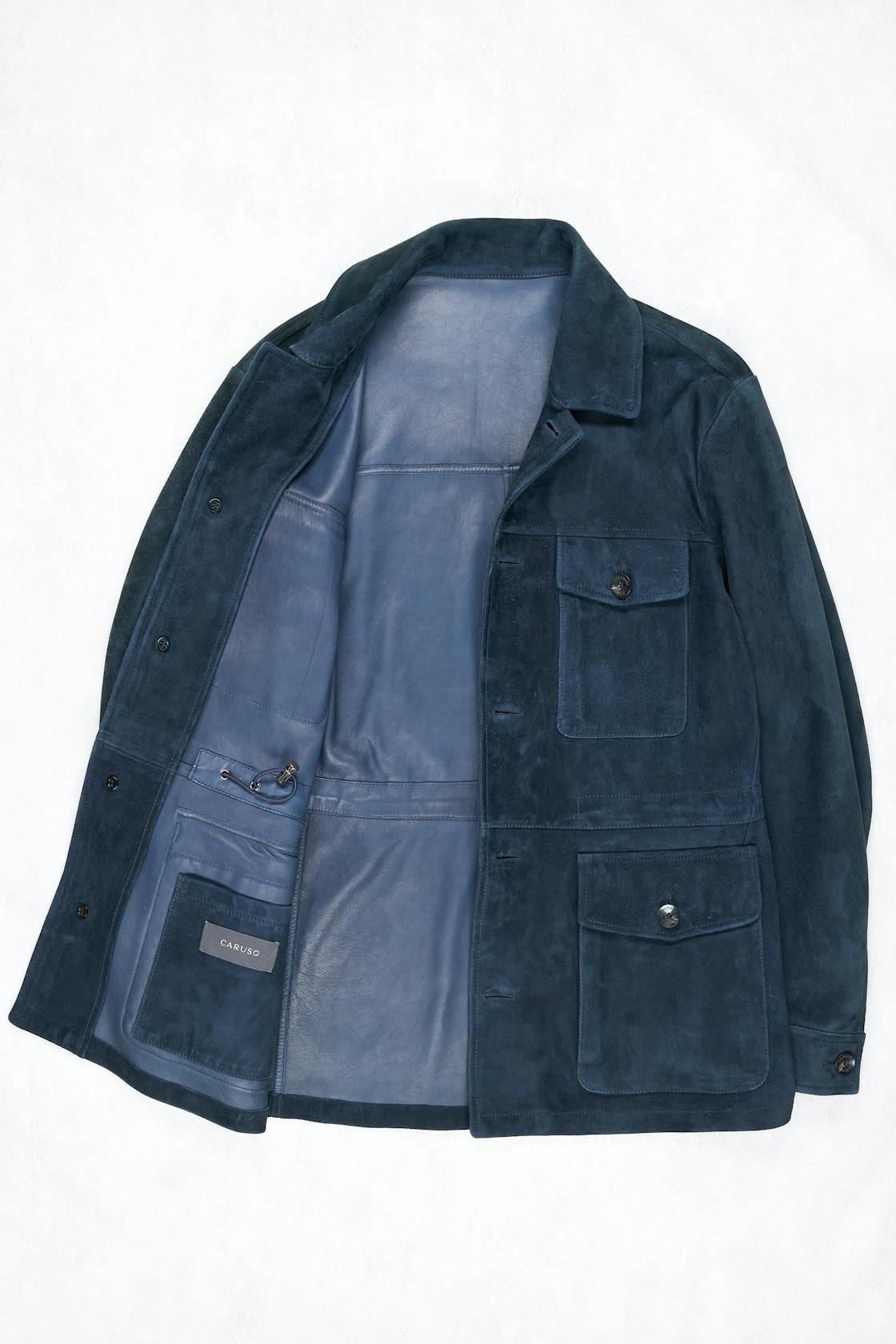 Caruso Dark Blue Suede Safari Jacket