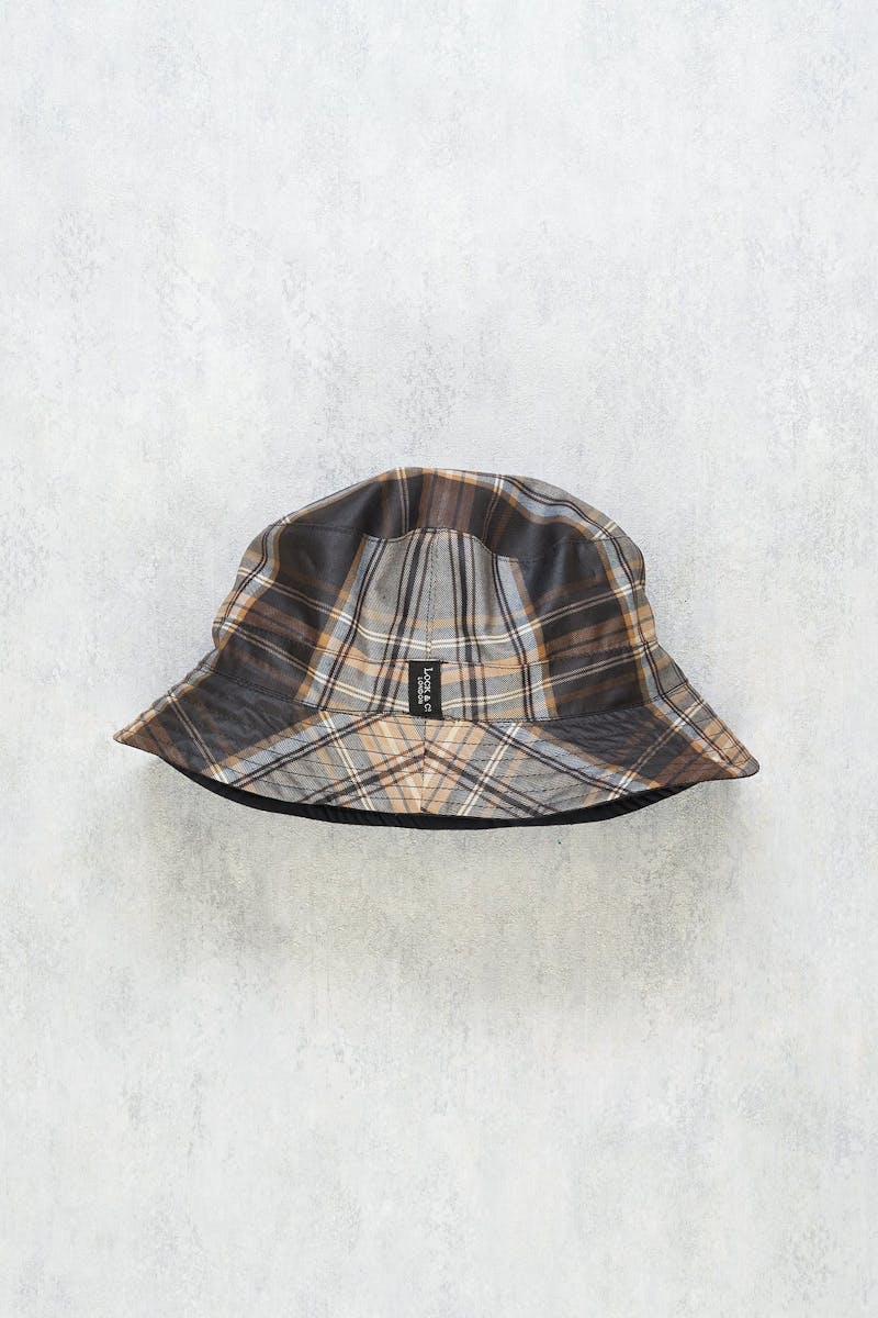 Lock & Co. Navy/Brown Tartan Reversible Water-Repellent Bucket Hat