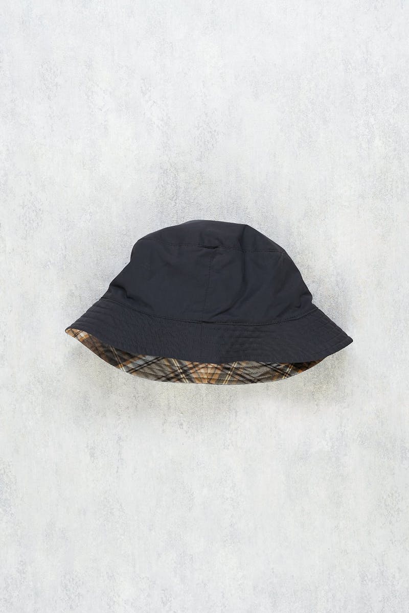 Lock & Co. Navy/Brown Tartan Reversible Water-Repellent Bucket Hat