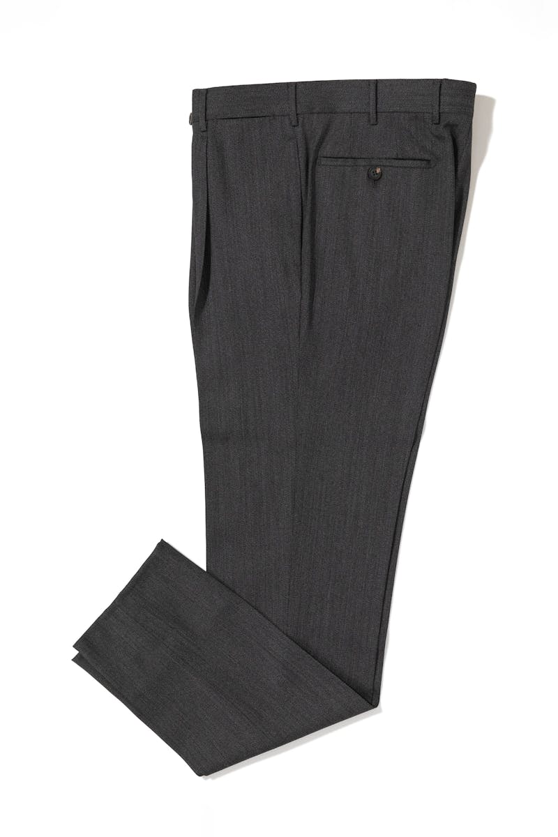Rota 488P/4 Charcoal Covert Wool Single-pleat Trousers
