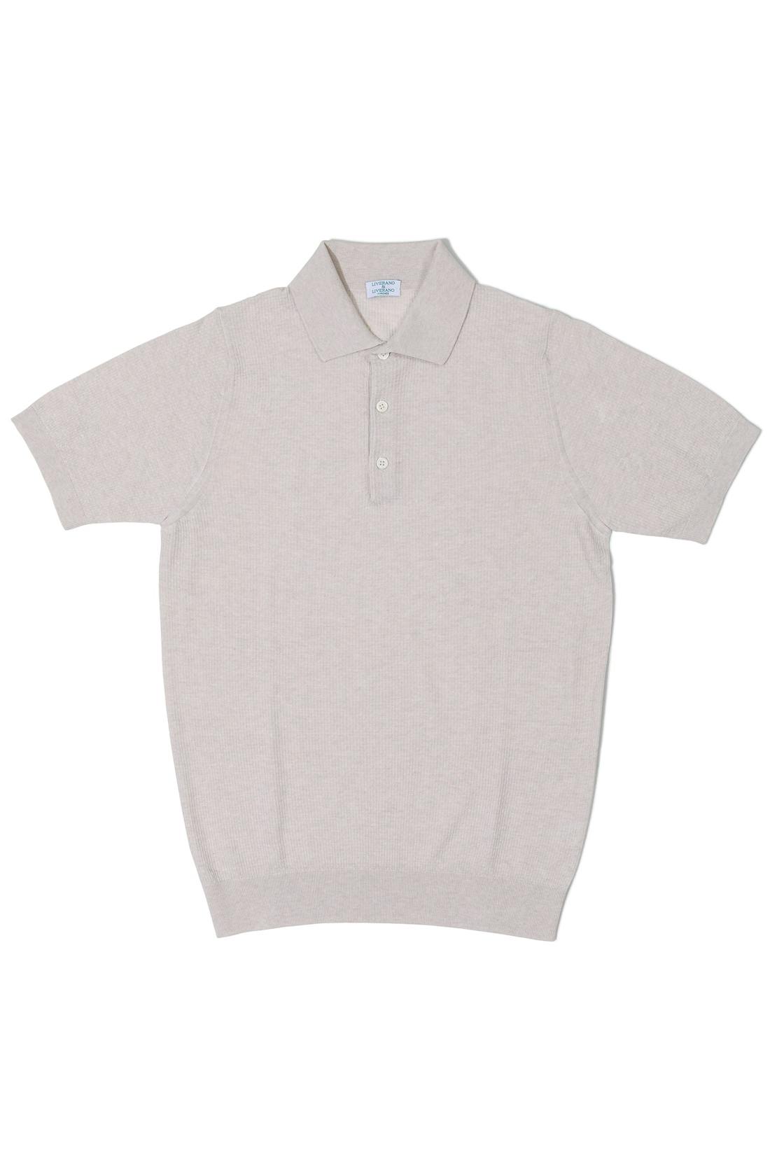 Liverano Ecru Cotton Short Sleeve Spread Collar Polo