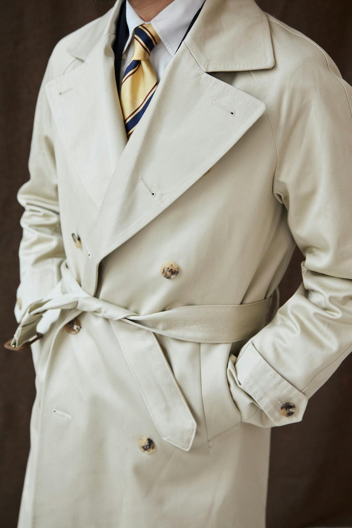 Ring Jacket RJCO-10 Beige Waxed Cotton Double Breasted Raglan Overcoat