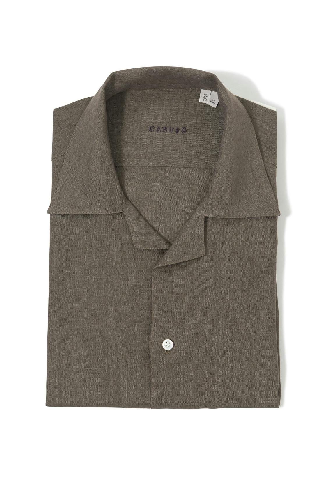 Caruso Khaki Linen Short Sleeve Shirt