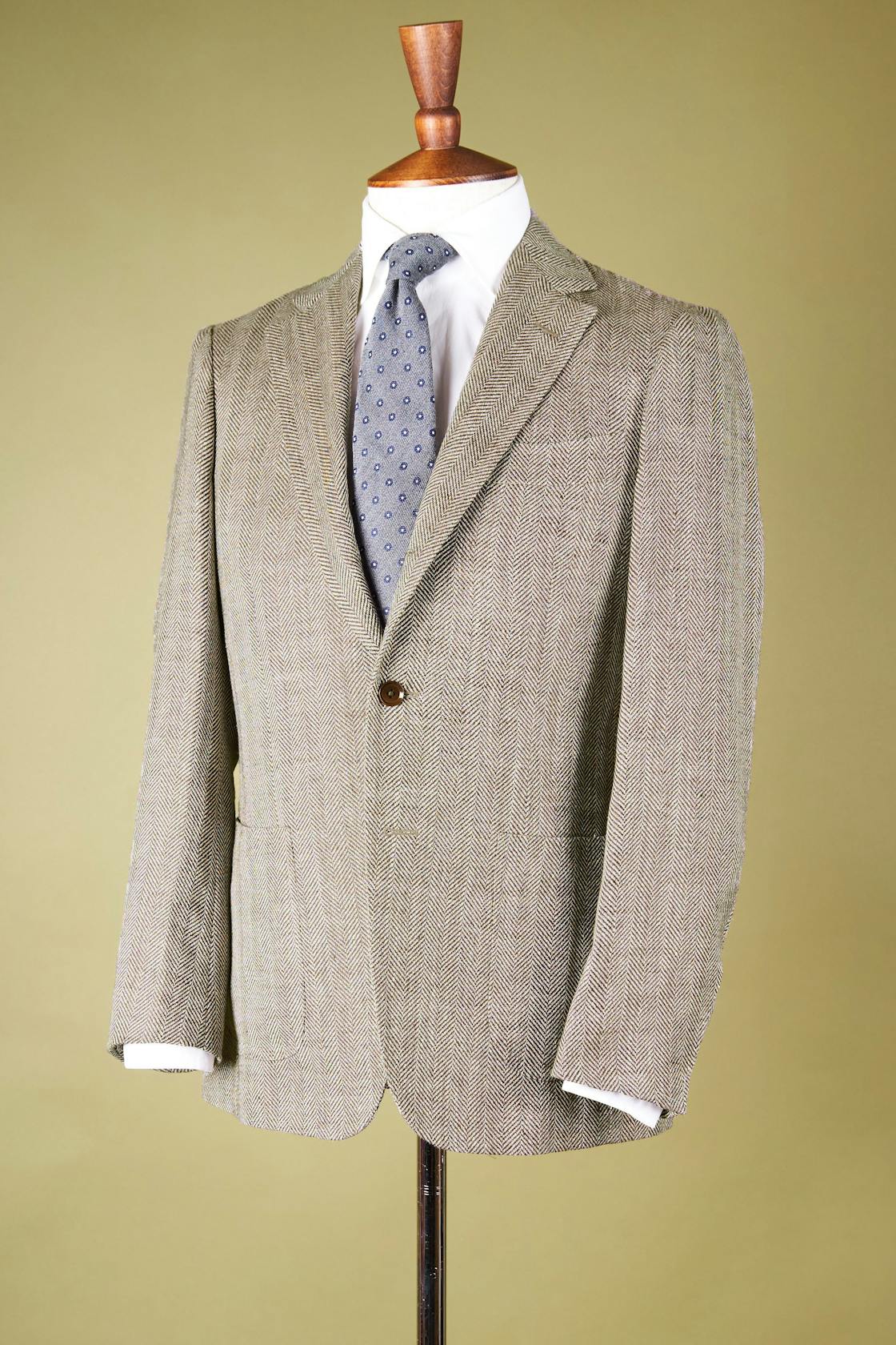 Ring Jacket 269F Brown Wool/Silk/Linen Herringbone Sport Coat