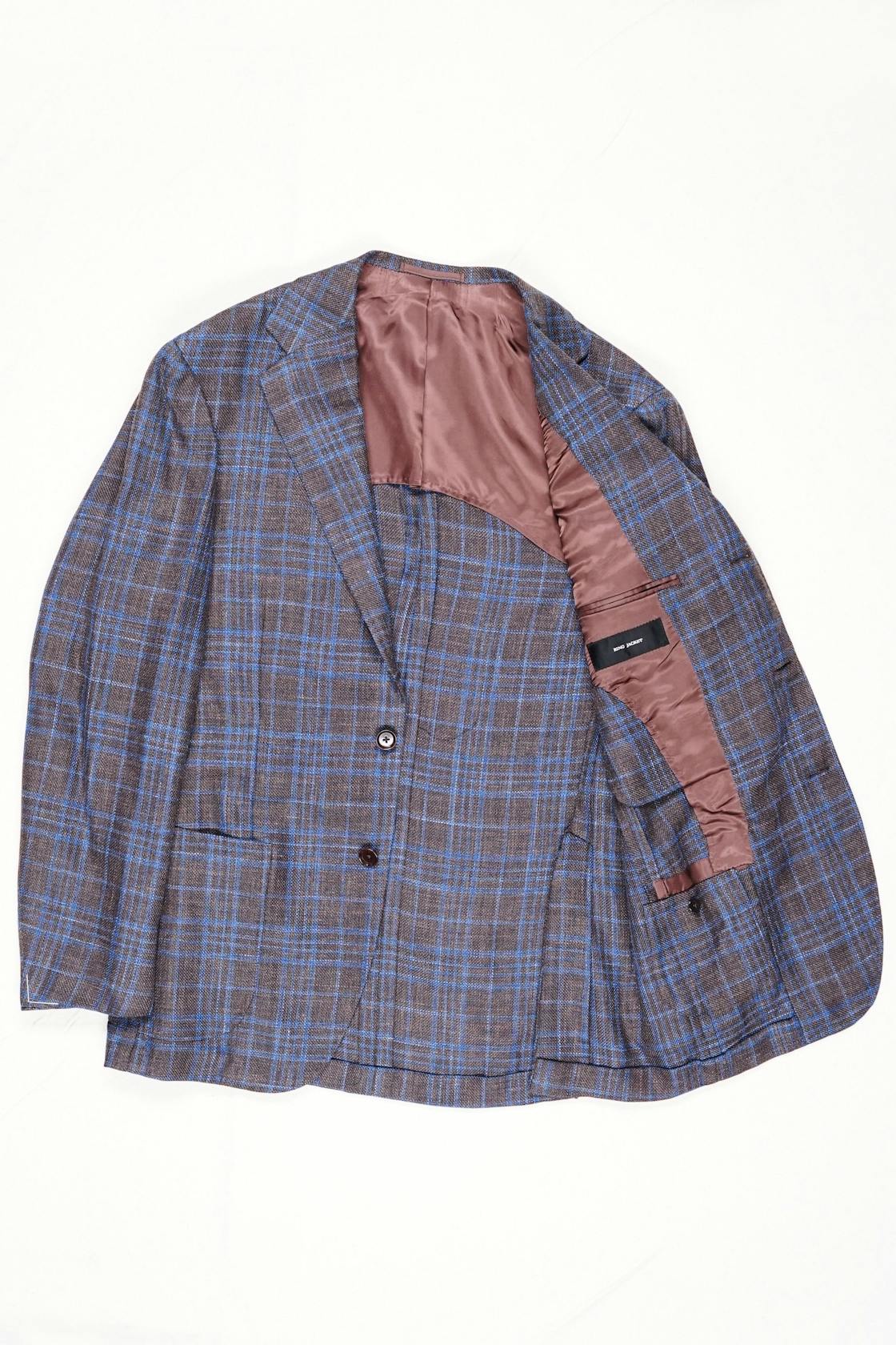 Ring Jacket TAJ-02 Brown/Blue Check Balloon Wool Sport Coat