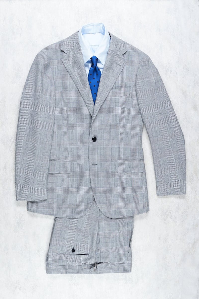Ring Jacket TAJ-03 Black Blue Windowpane Wool suit