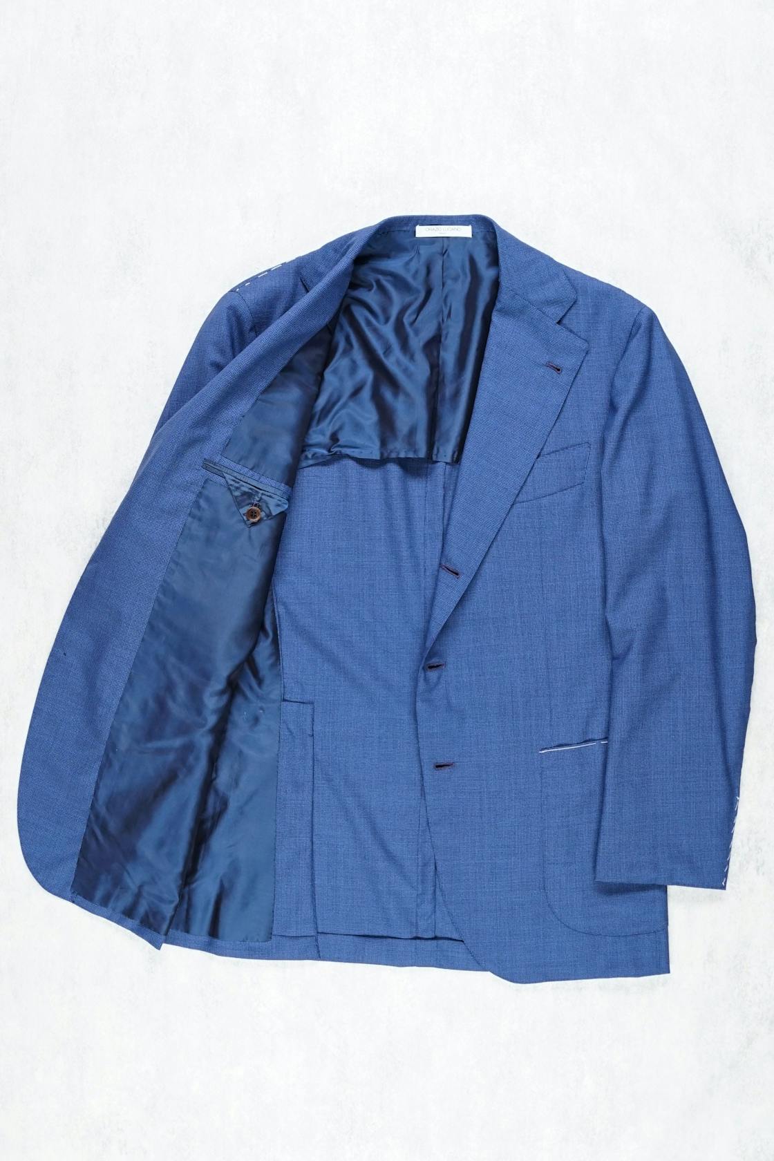 Orazio Luciano Blue Wool Houndstooth Sport Coat