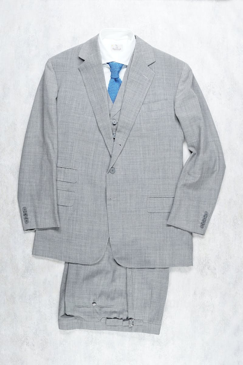 Anderson & Sheppard Light Grey Wool Three Piece Suit