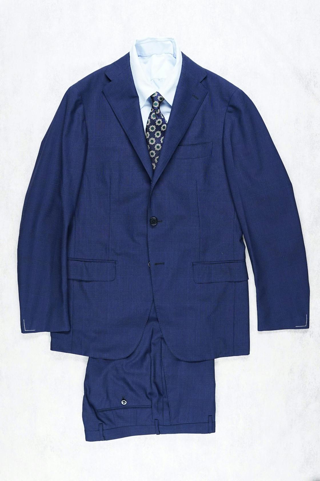 Ring Jacket 184 Navy Glencheck Wool Suit
