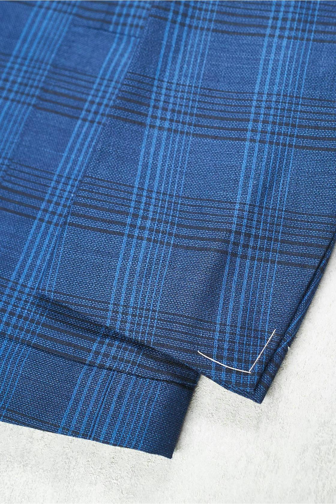 Ring Jacket 184 Blue Black Check Wool/Silk/Linen/Cashmere Sport Coat