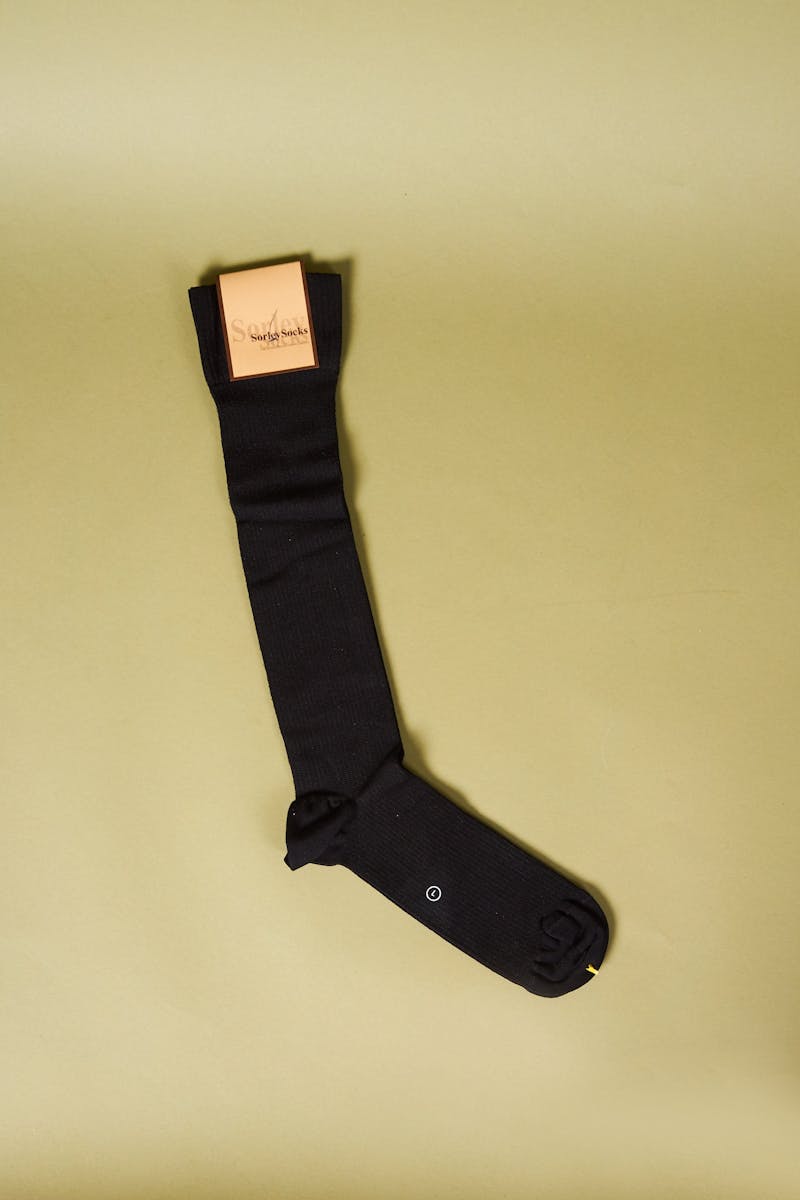 Sorley Travel Black Cotton Socks (One Box - 2 Pairs)