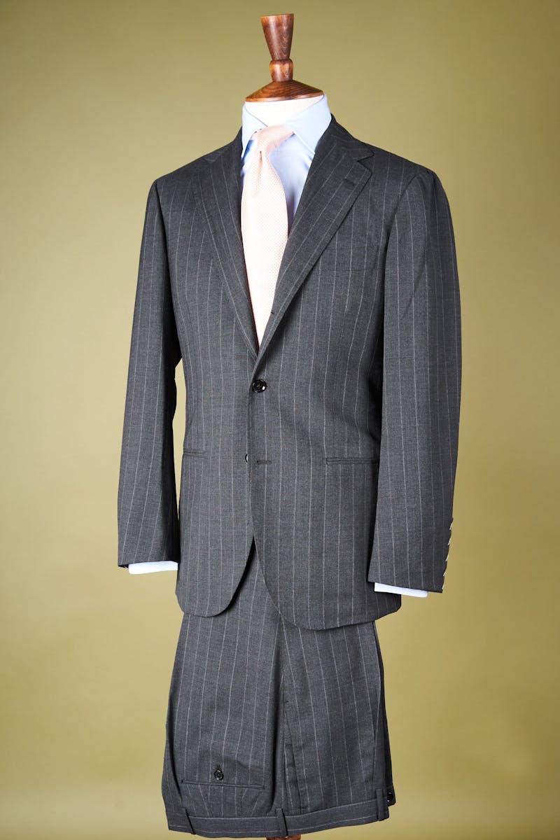 Ring Jacket Meister 253EH Grey High Twist Wool Stripe Suit