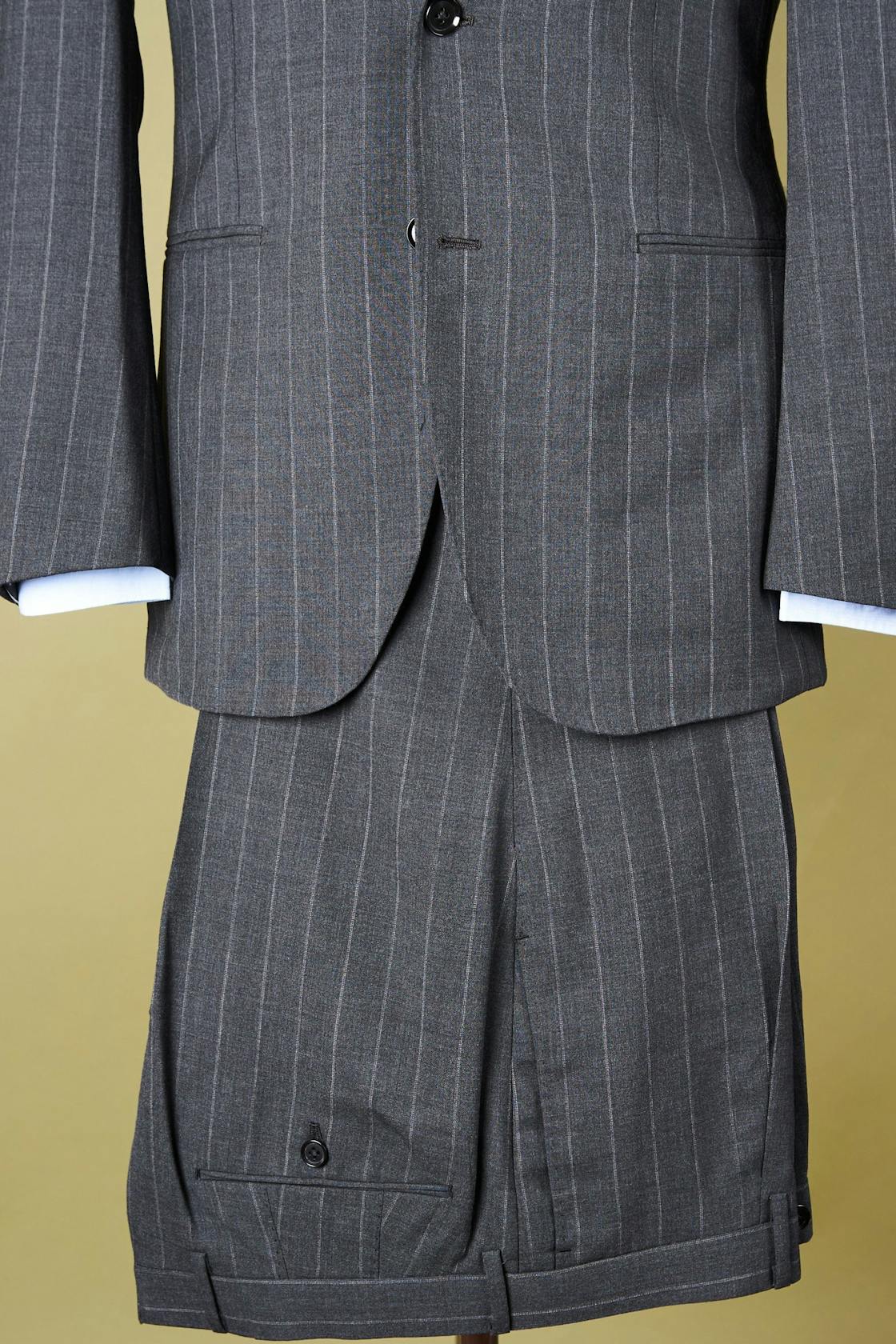 Ring Jacket Meister 253EH Grey High Twist Wool Stripe Suit