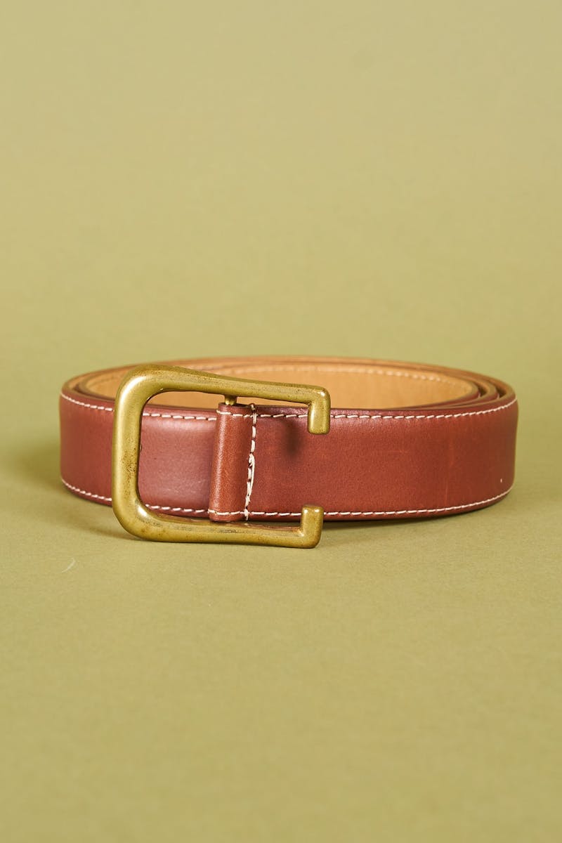 Simonnot Godard 58081 Light Brown Brass Buckle Belt