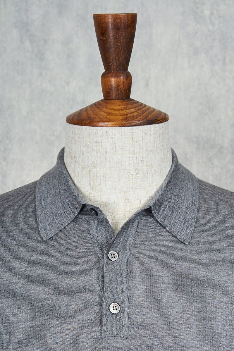 Ascot Chang Grey Extra-Fine Merino Wool Polo