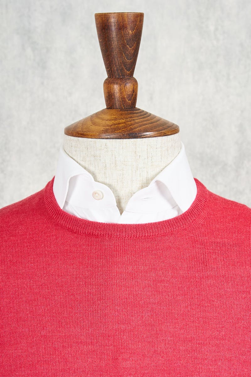 Ascot Chang Pink Extra-Fine Merino Wool Round Neck Sweater