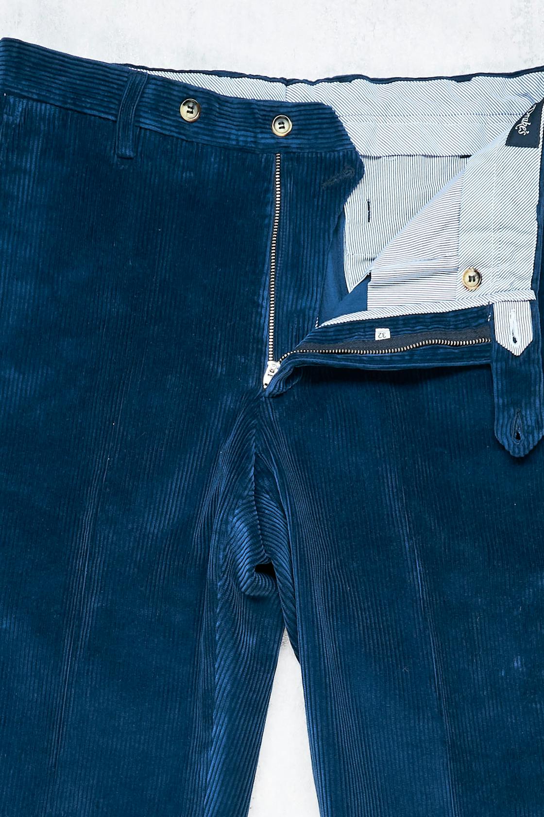 Drake's Blue Cotton Corduroy Trousers