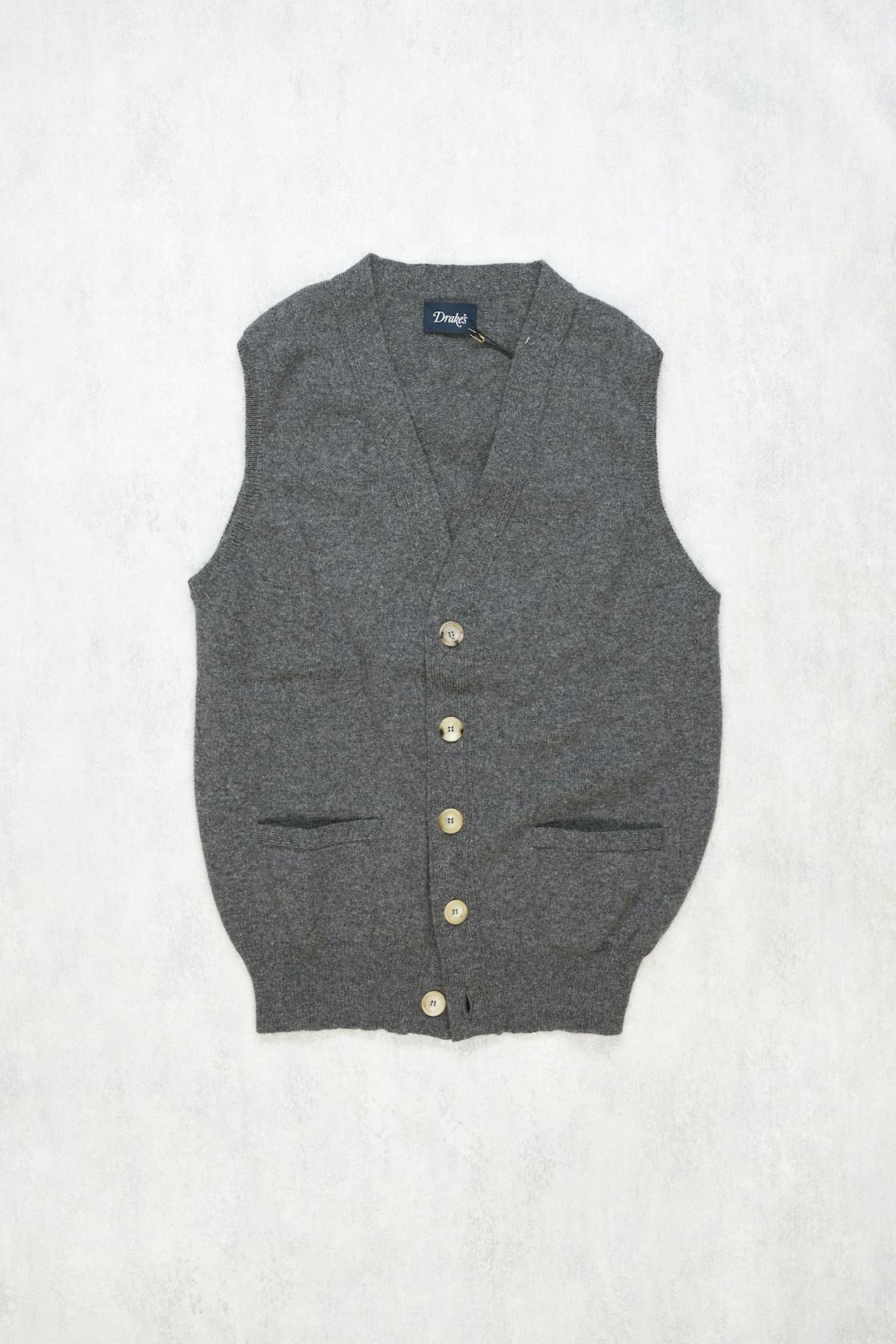 Drake's Grey Wool Vest