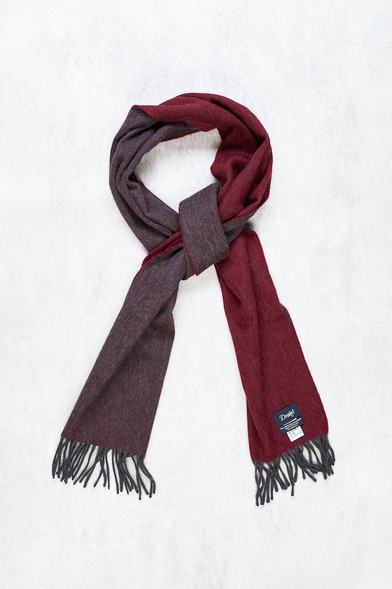 Drake's Red Double-Sided Lambswool/Angora Scarf