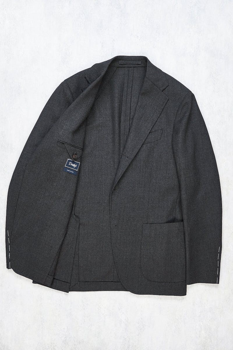 Drake's Dark Grey Wool Suit