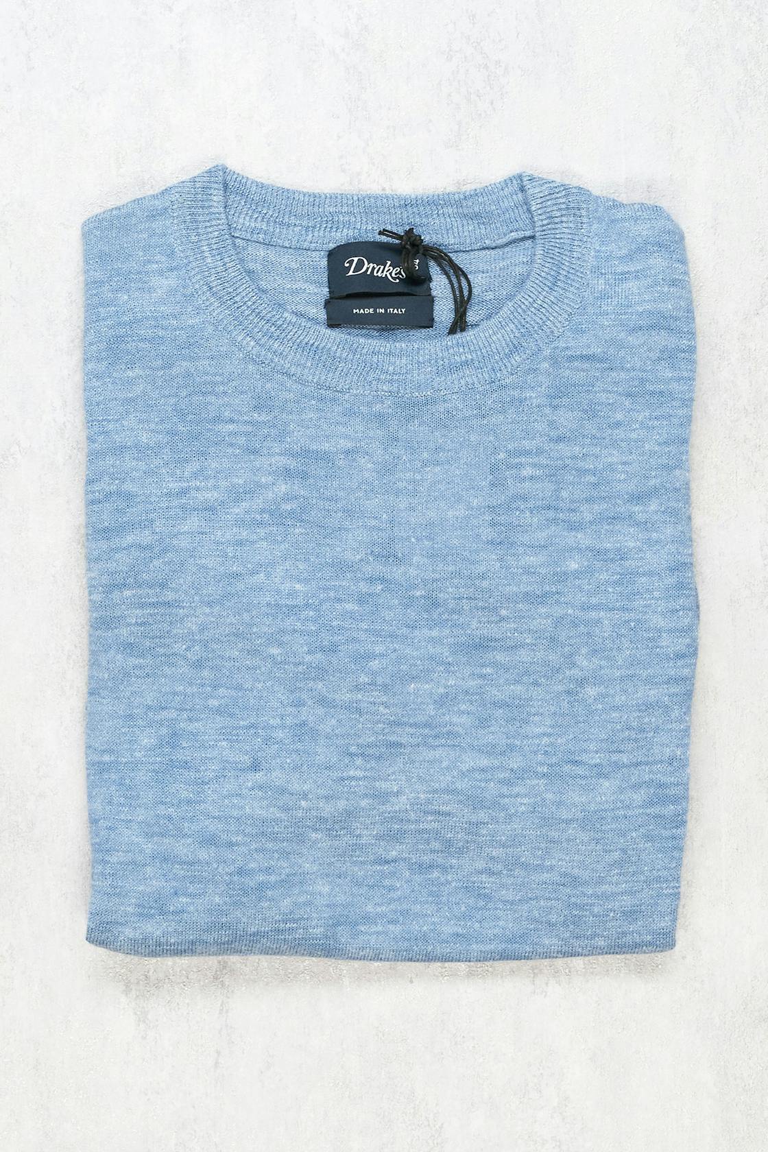 Drake's Blue Linen/Silk Short Sleeve Sweater