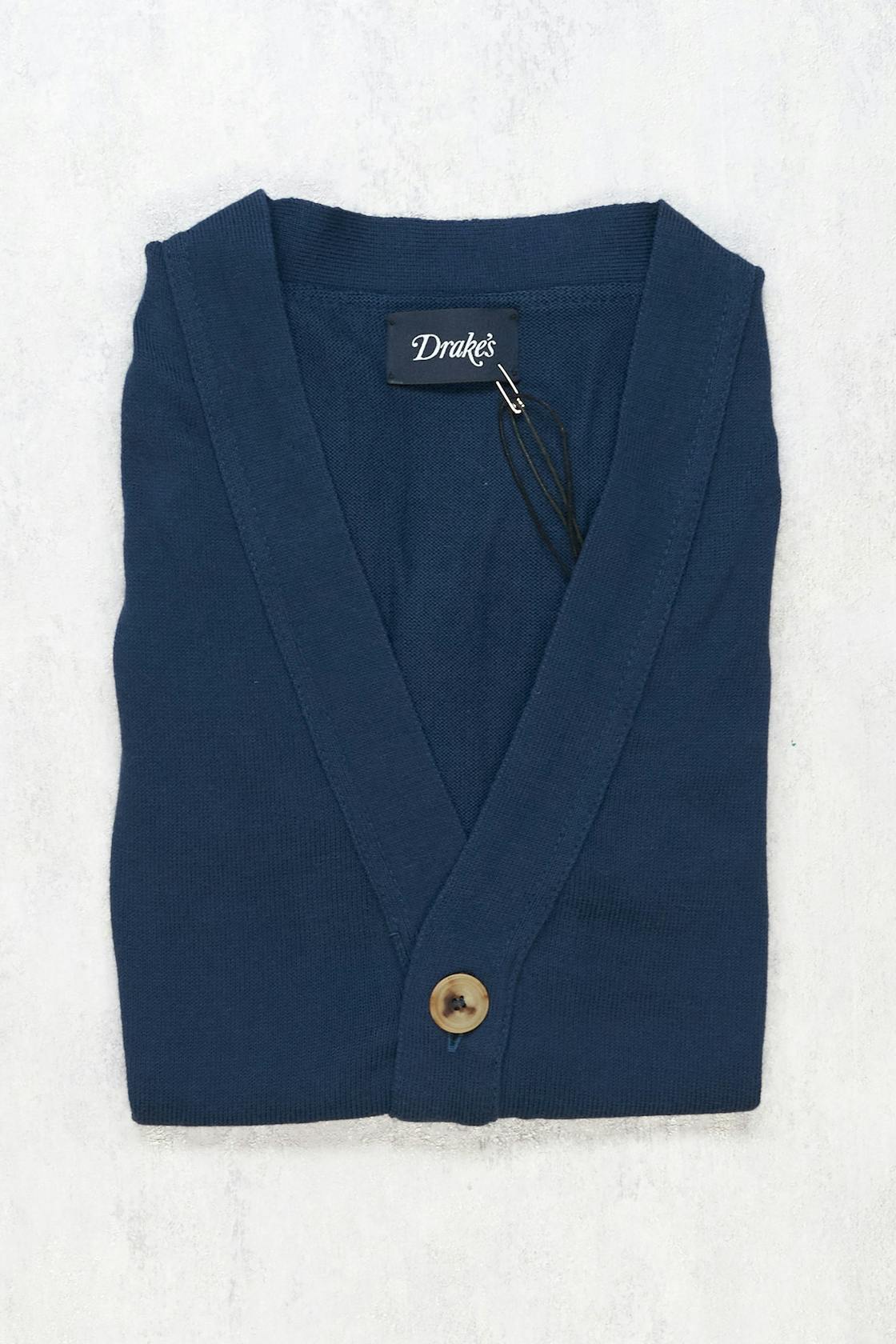 Drake's Blue Cotton Vest