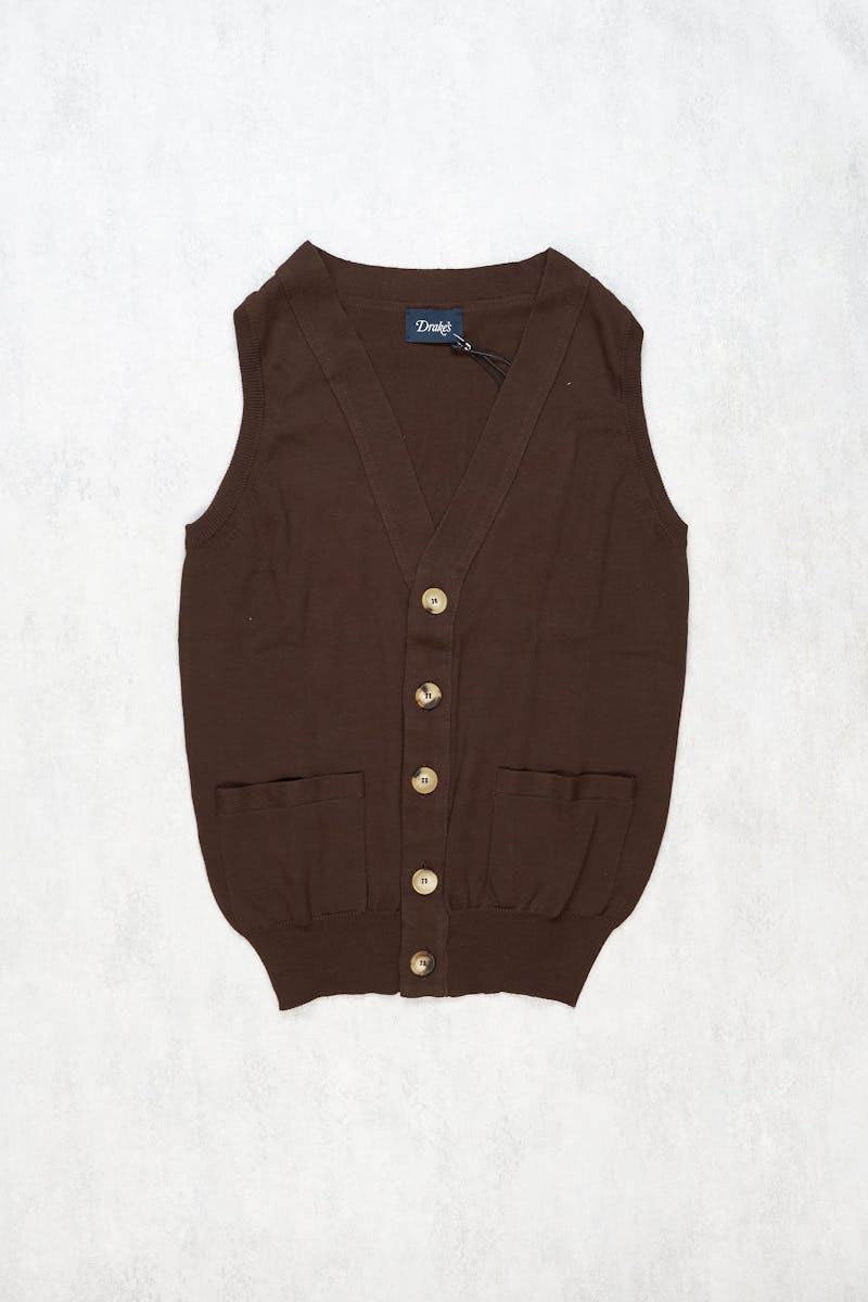 Drake's Brown Cotton Vest